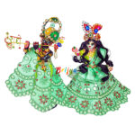 Heavy Embroidery Mirror Work Green Radha Krishna Poshak