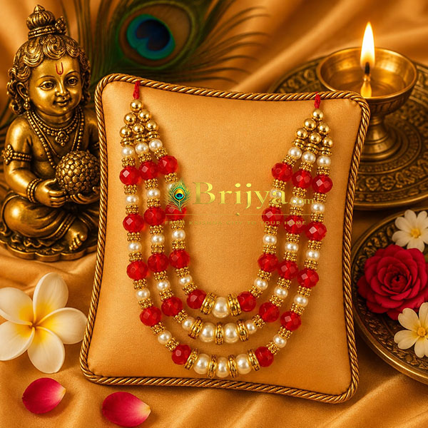 heavy Crysta layeingr Red Pearl Mala heavy Crysta layeingr Red Pearl Mala
