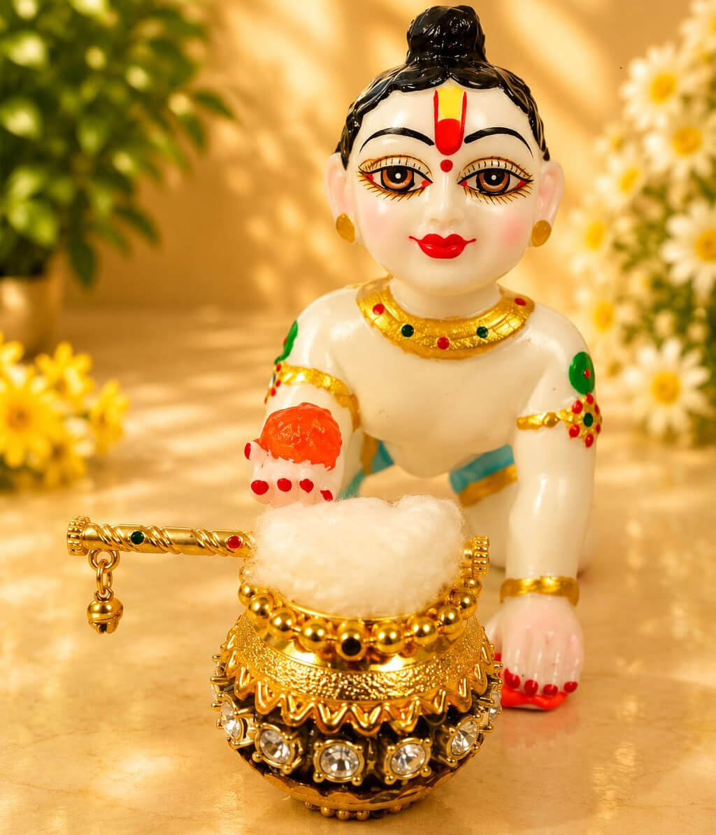 Golden Matki Golden Makhan Matki For Janmastmi (2.5 inch) - Image 1