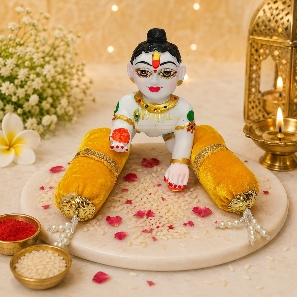 Premium velvet Yellow Masand For Gopal Ji(4inch)