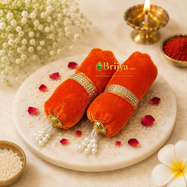 Premium velvet Orange Masand For Gopal Ji(4inch)