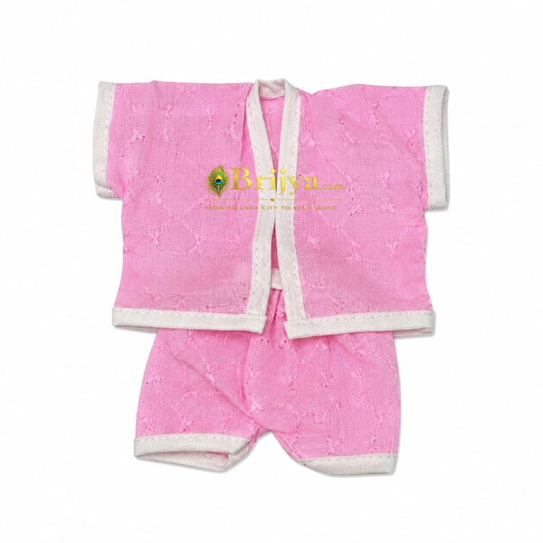 Chikan embroidary Pink Cotton Night Suit