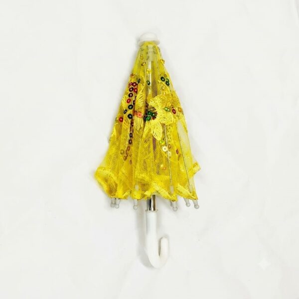 Beautiful Yellow 22 Cm Long Ladoo Gopal Ji Umbrella/chhata