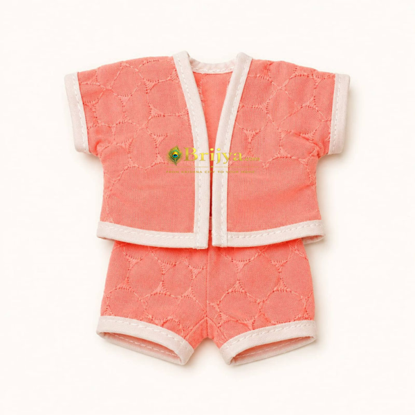 Chikan embroidary Peach Cotton Night Suit