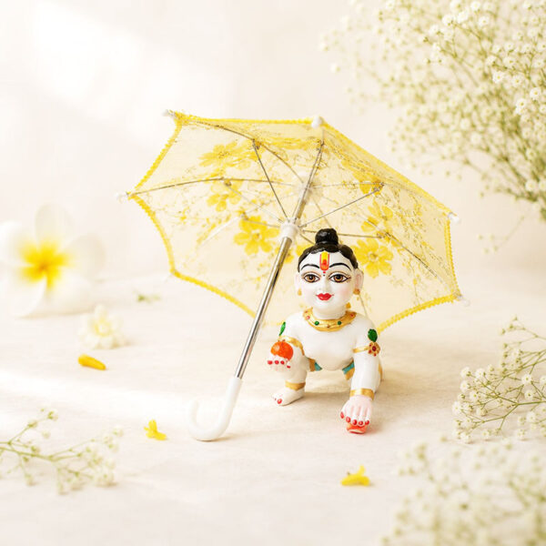 Beautiful Yellow 22 Cm Long Ladoo Gopal Ji Umbrella/chhata