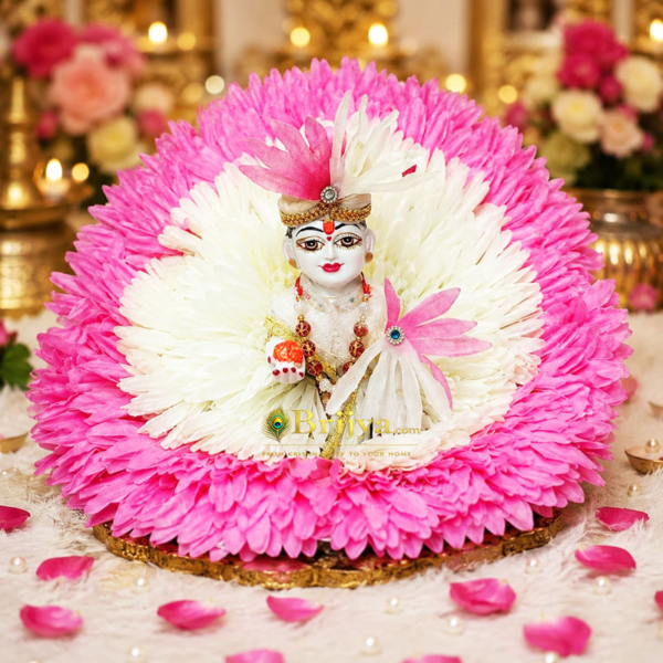 Pink White Floral Designer Laddu Gopal Posha