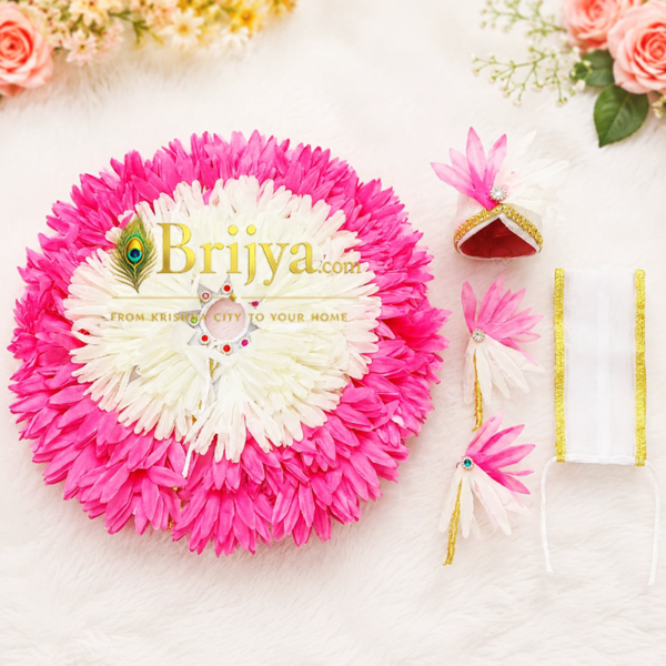 Pink White Floral Designer Laddu Gopal Posha