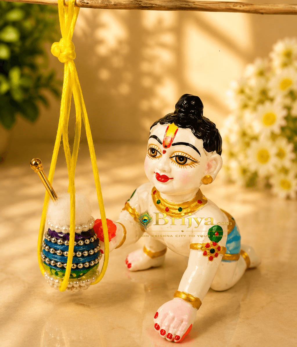 green makhan matki Hanging Green Dahi Handi For Gopal Ji - Image 1