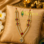 Big krishna mala white pearl with stone (6 inch )