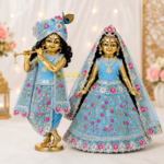 Sky Blue Yugal Jodi Poshak for Radha Krishna 9 inch idol set