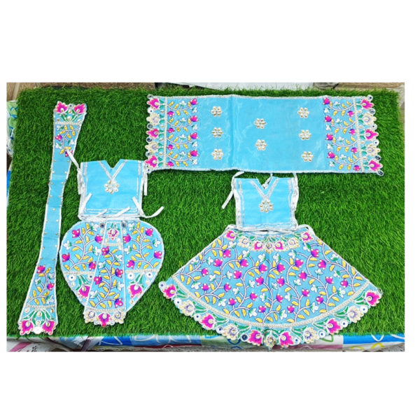 Sky Blue Yugal Jodi Poshak for Radha Krishna 9 inch idol set