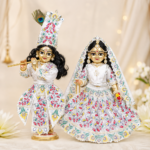Beautiful resham embroidery white 9 inch yugal jodi poshak