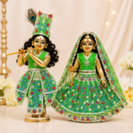 Beautiful resham embroidery white 9 inch yugal jodi poshak