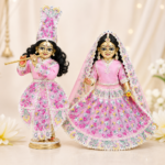 Beautiful resham embroidery white 9 inch yugal jodi poshak