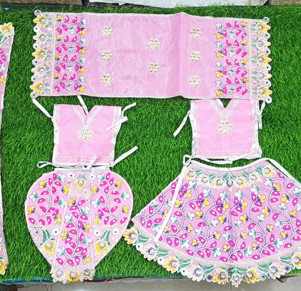 Pink Yugal Jodi Poshak for Radha Krishna 9 inch idol set