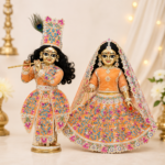Beautiful resham embroidery white 9 inch yugal jodi poshak