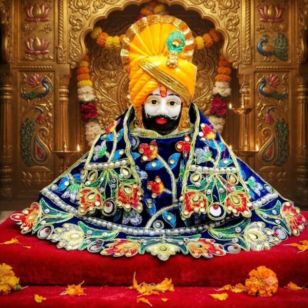 Blue Heavy Embroidery Work Dress For Khattu Shyam Baba