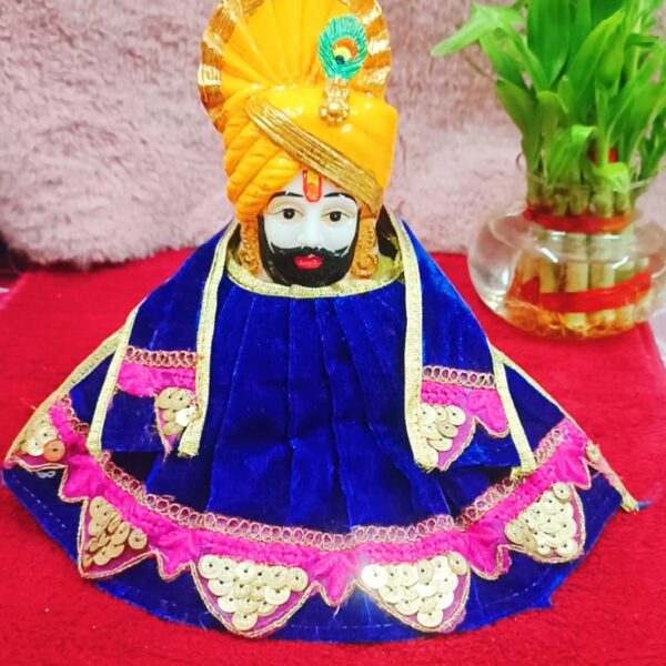 Blue Shaneel Lace Work Khattu Shyam Poshak