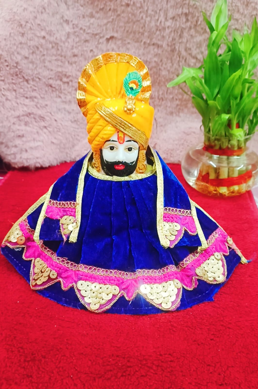 Blue Shaneel Lace Work Khattu Shyam Poshak Blue Shaneel Lace Work Khattu Shyam Poshak