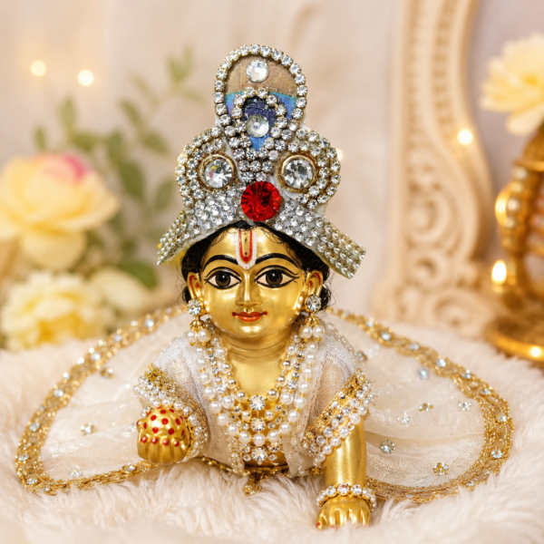 White stone moephank desgine mukut for gopal ji
