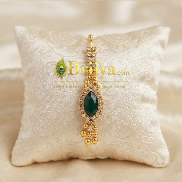 Green Stone Maag Tika For Radha Rani (2inch)