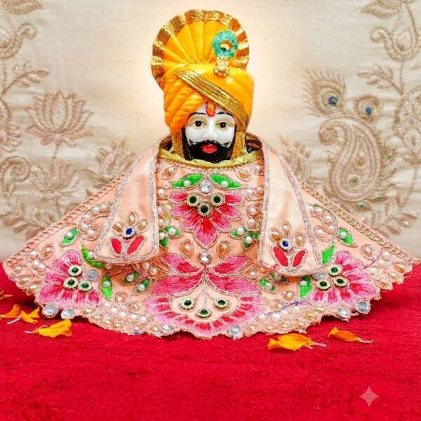 Heavy Pearl Stone Work Peach vastra For khattu shyam baba