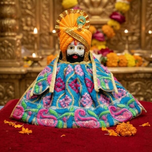 Heavy Resham embroidery SkyBlue Khattu Shyam Baba Poshak