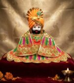 Orange silk fabric full embroidery Poshak For Khattu Baba