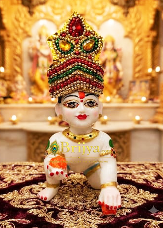 Heavy Golden pearl work with stone mukut for God