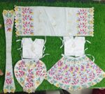 Beautiful resham embroidery white 9 inch yugal jodi poshak